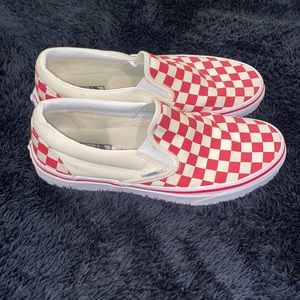 Red and White Slip-On Vans